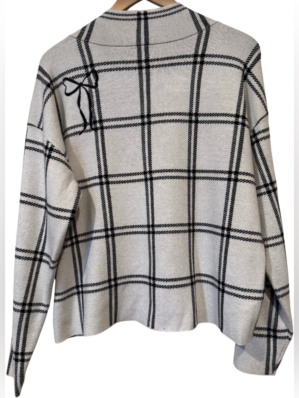 Anthropologie Maeve Carys Mock Neck Bow Plaid Sweater Knit M Preppy Coquette - Picture 5 of 8